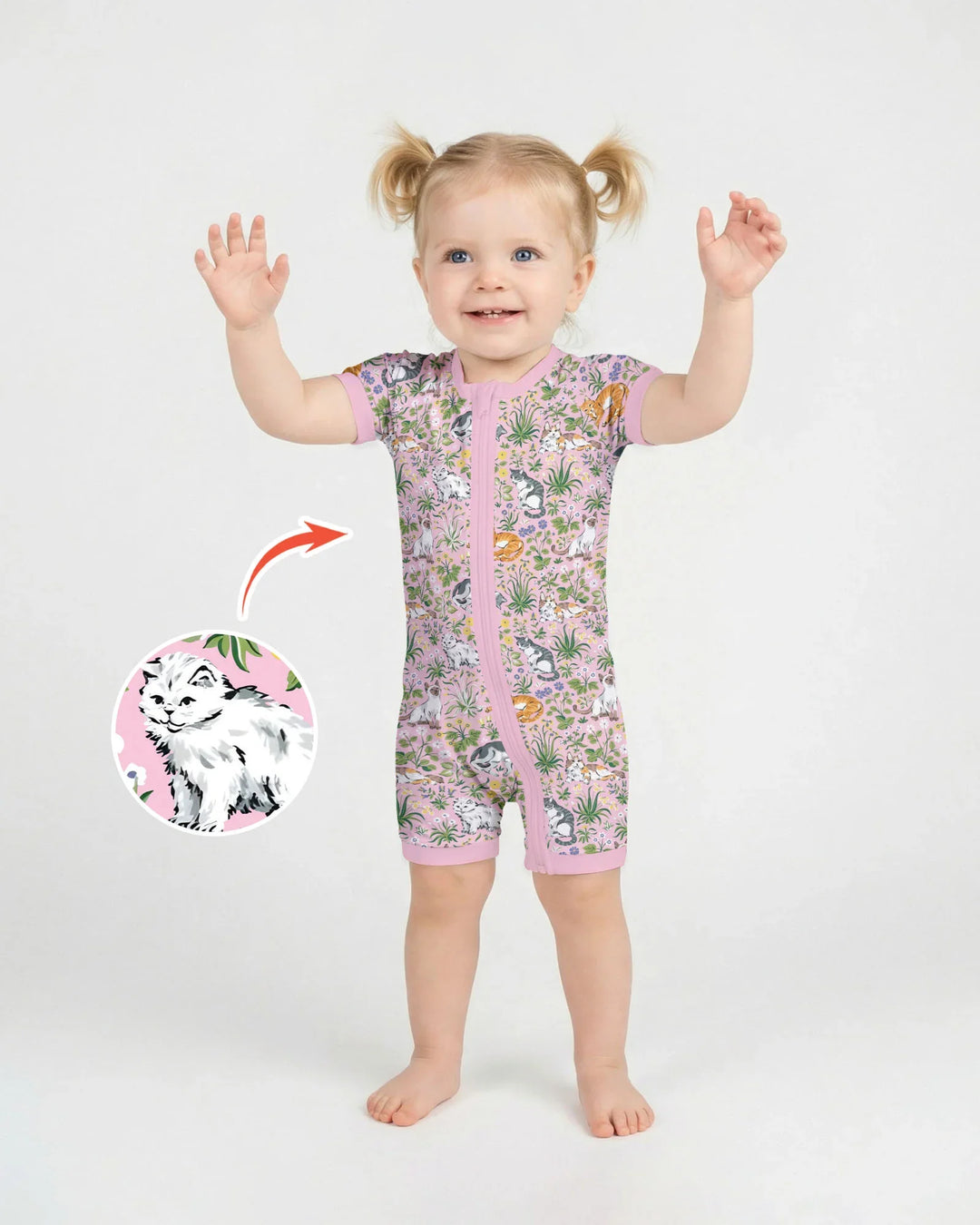 Kitten Garden Family Matching Bamboo Shorty Zippy