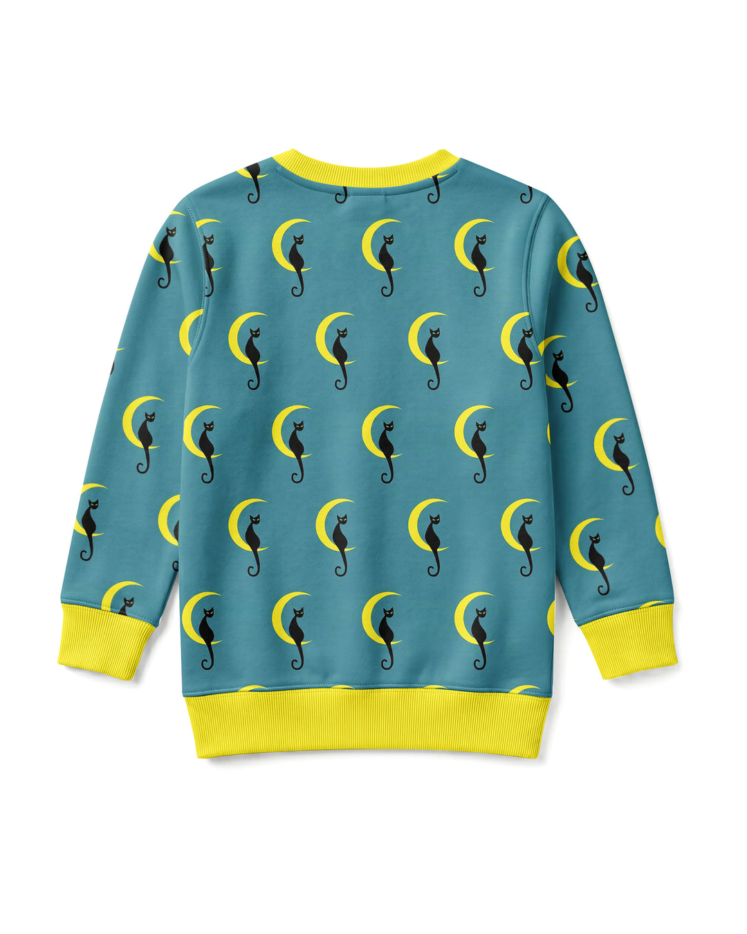 Black Cat Crescent Moon Celestial Night Bamboo Crewneck Sweatshirt