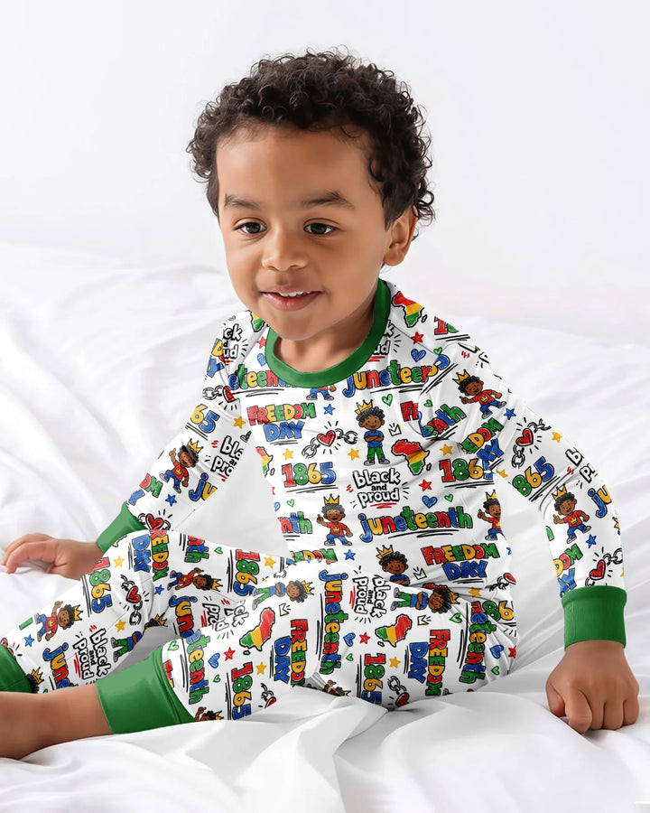 Juneteenth Black and Proud Bamboo Two Piece Long Sleeve Pajama Set