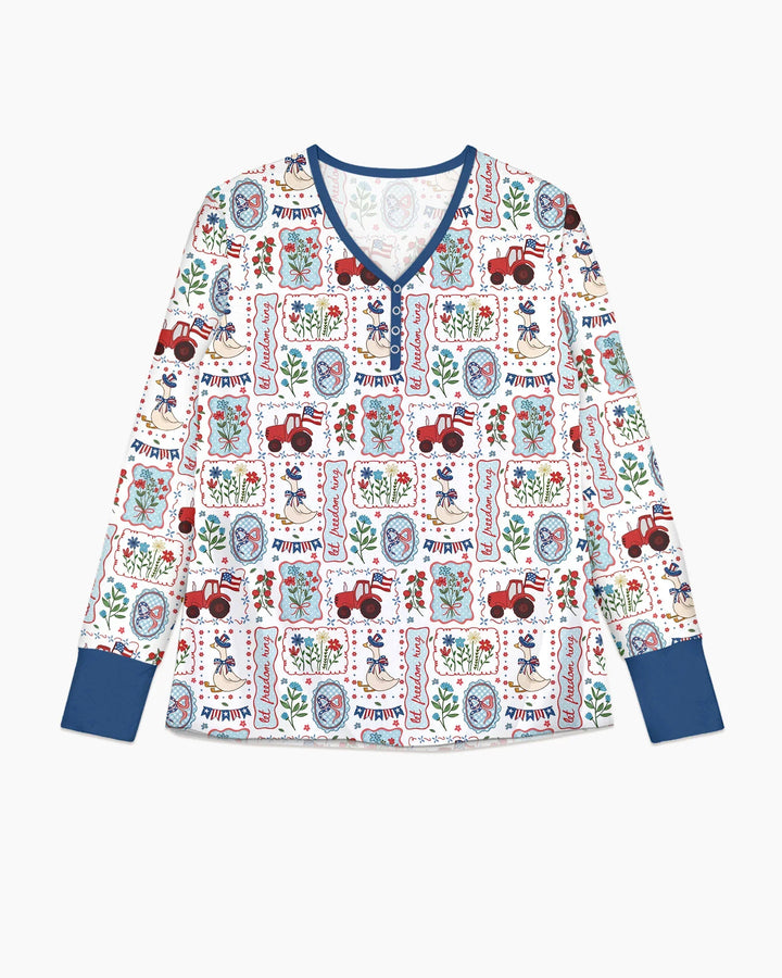 Pijama de mujer de bambú a juego para la familia de gansos tontos patrióticos de EE. UU.
