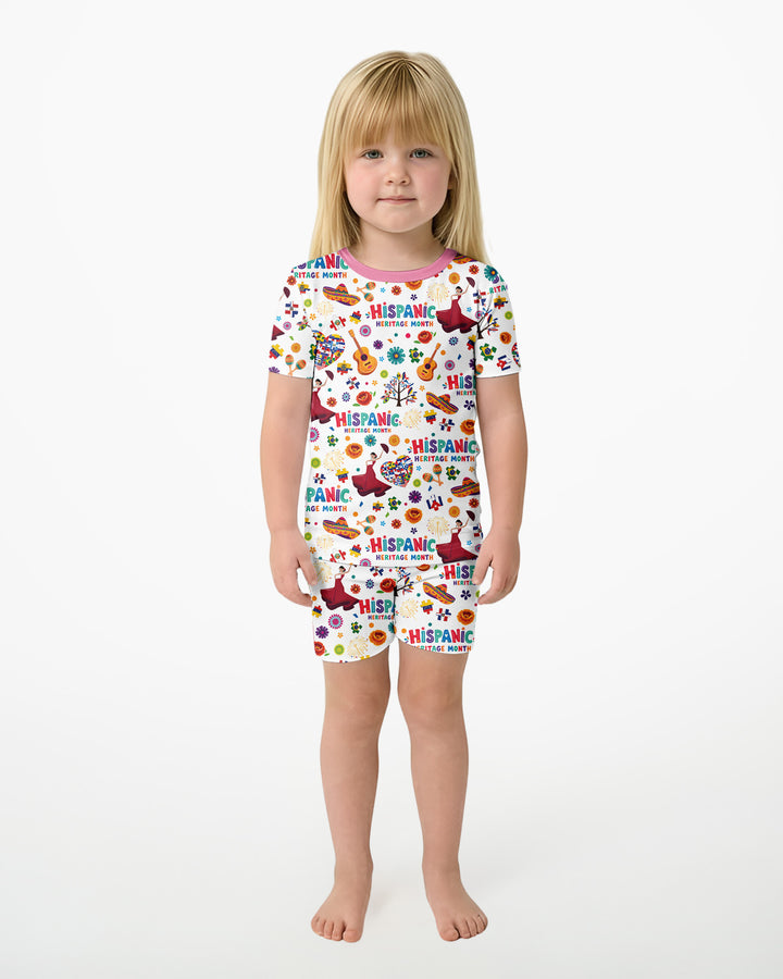 Fiesta Hispanic Heritage Month Bamboo Two Piece Short Sleeve Shorts Pajama Set