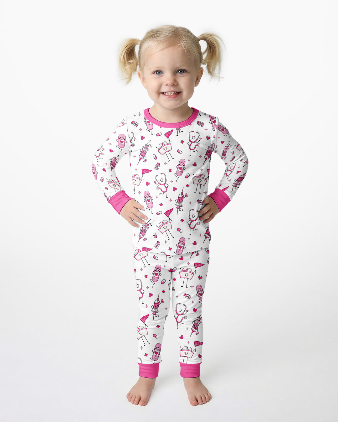 Conjunto de pijama de dos piezas de bambú de manga larga para toda la familia "Coastal Charm"