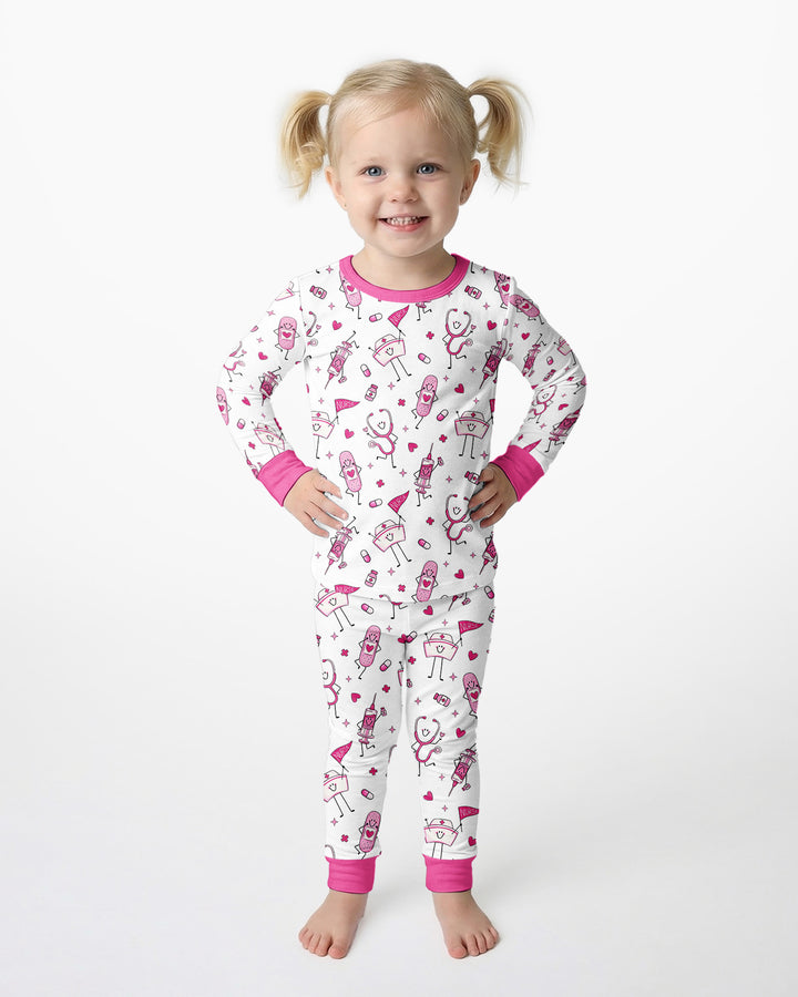 Conjunto de pijama de dos piezas de bambú de manga larga para toda la familia "Coastal Charm"