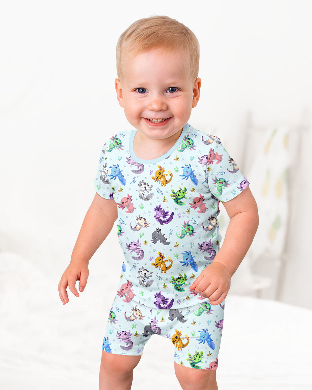 Conjunto de Pijama de Dos Piezas de Bambú con Mangas Cortas y Pantalones Cortos