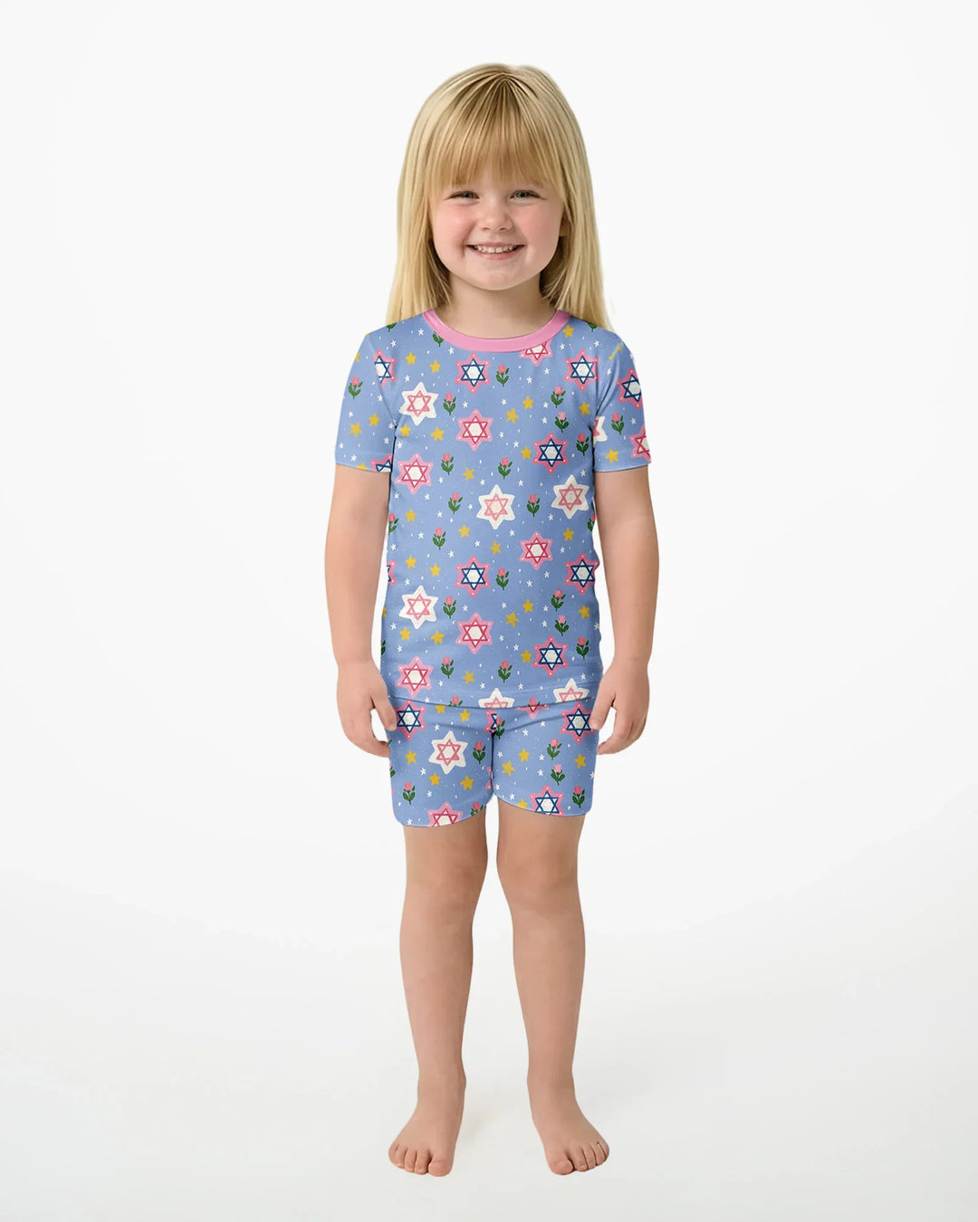 Conjunto de Pijama de Dos Piezas de Bambú con Mangas Cortas y Pantalones Cortos