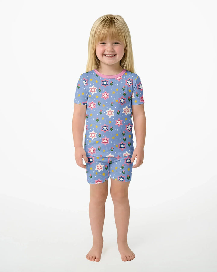 Conjunto de Pijama de Dos Piezas de Bambú con Mangas Cortas y Pantalones Cortos