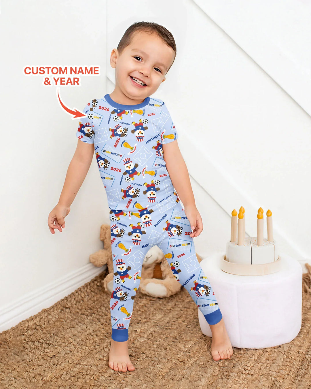 Conjunto de pijama de dos piezas de bambú de manga corta, plantilla personalizada