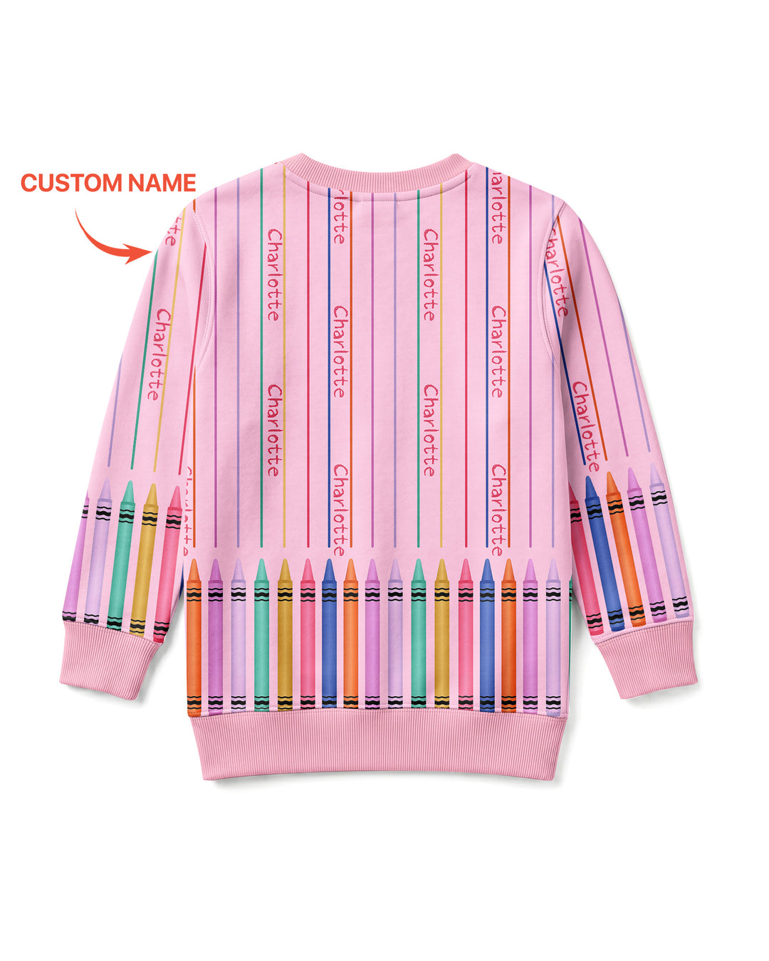 Custom Name Crayon Lines Bamboo Crewneck Sweatshirt