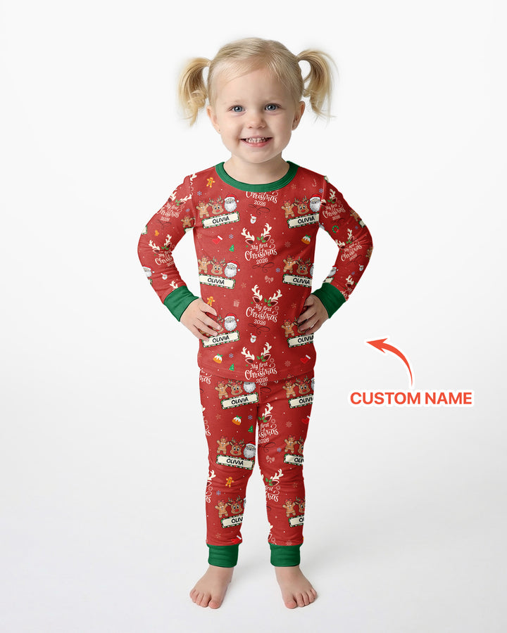 Custom Name Merry Christmas My Deer 2026 Bamboo Two Piece Long Sleeve Pajama Set
