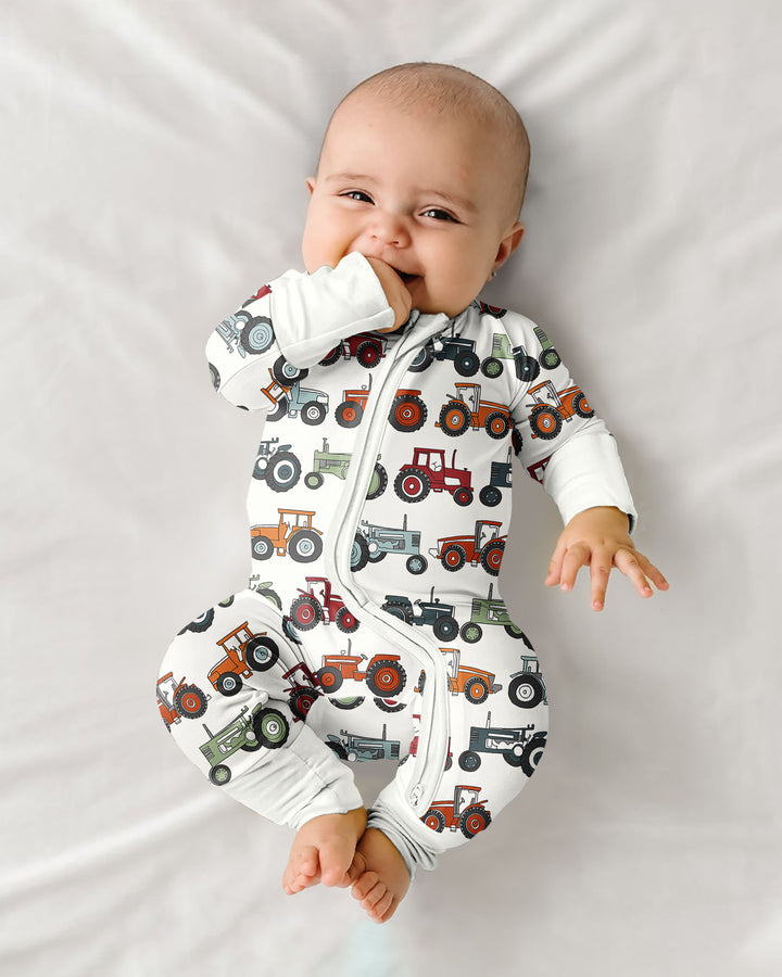 Tiny Tractors Bamboo Convertible Zippered Romper