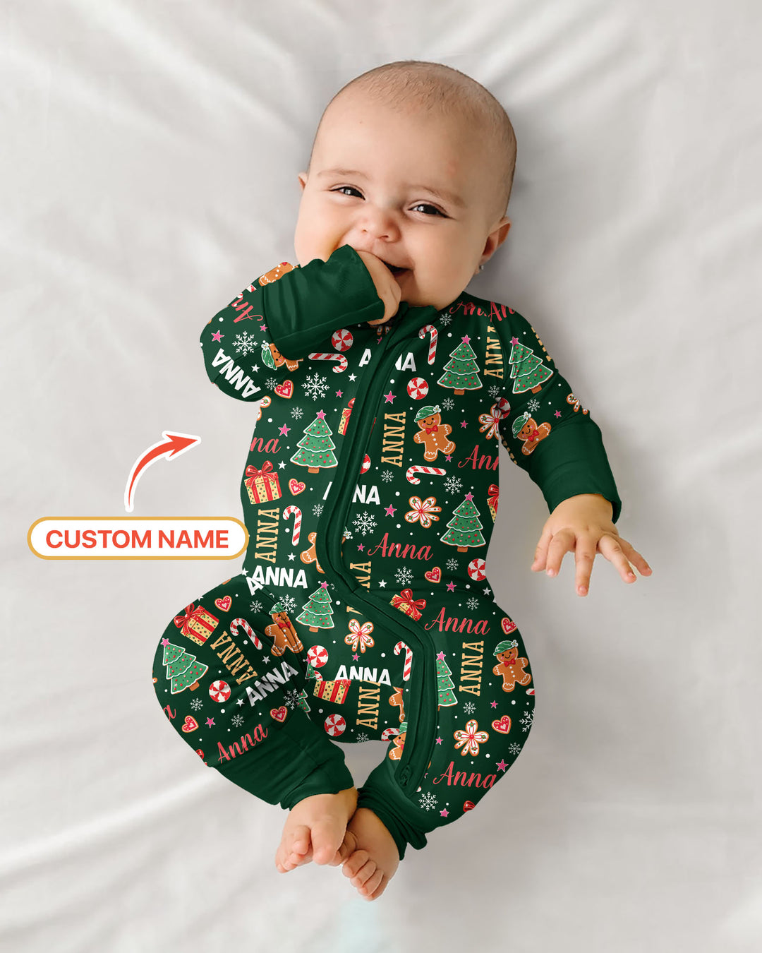 Custom Name Christmas Crew Family Matching Bamboo Convertible Zippy