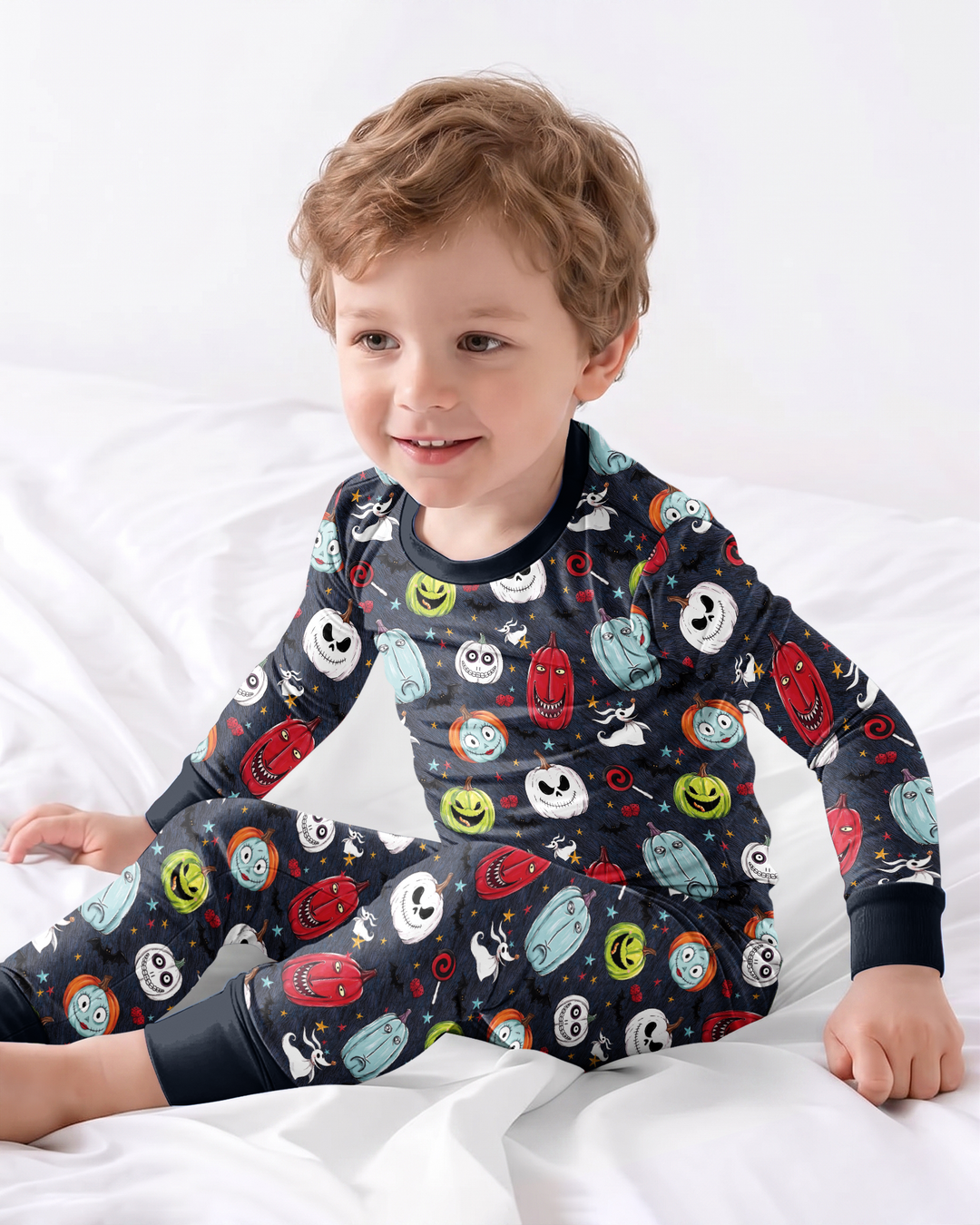 Nightmare Pumpkin Bamboo Two Piece Long Sleeve Pajama Set