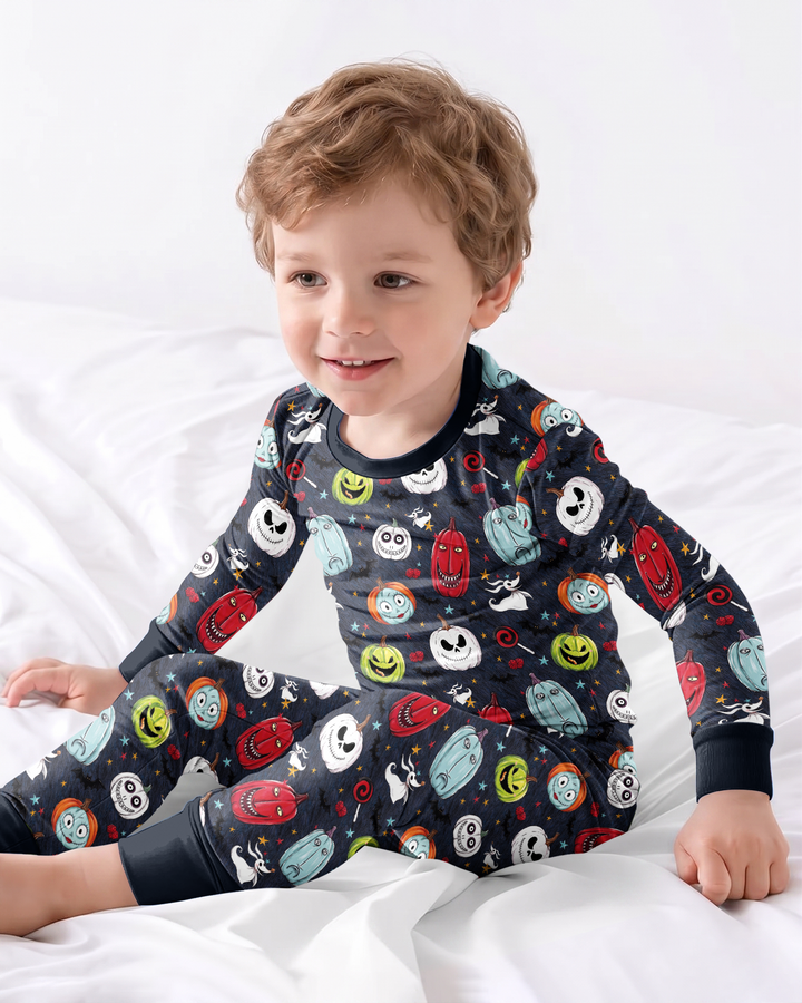 Nightmare Pumpkin Bamboo Two Piece Long Sleeve Pajama Set
