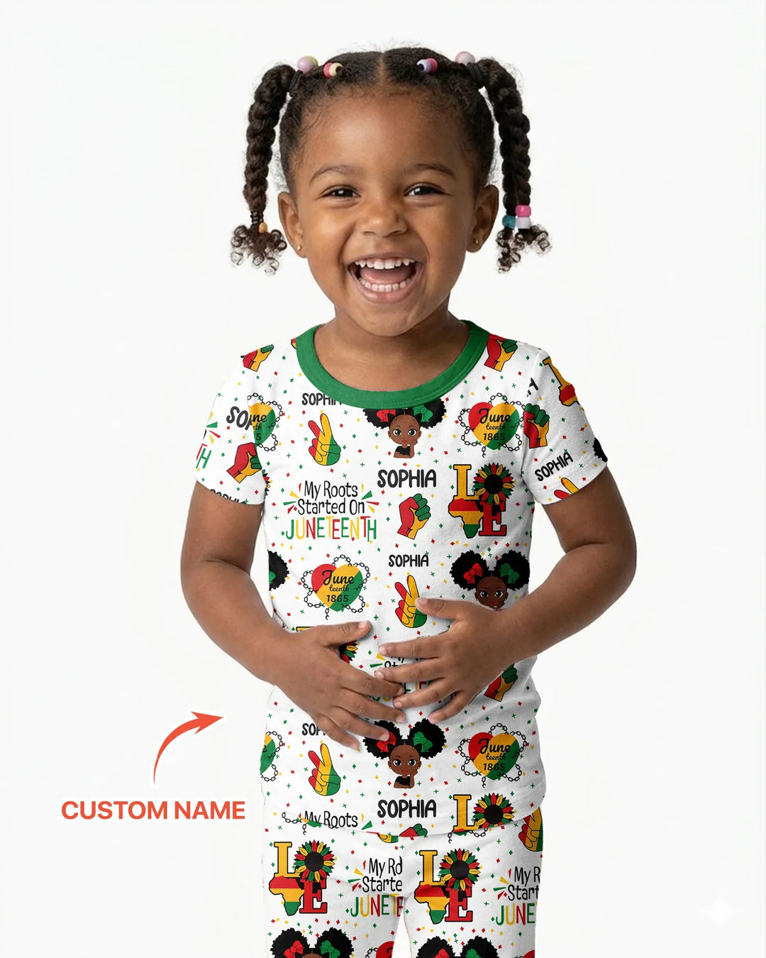 Custom Name My Roots Started On Juneteenth Bamboo Two Piece Short Sleeve Pajama Set