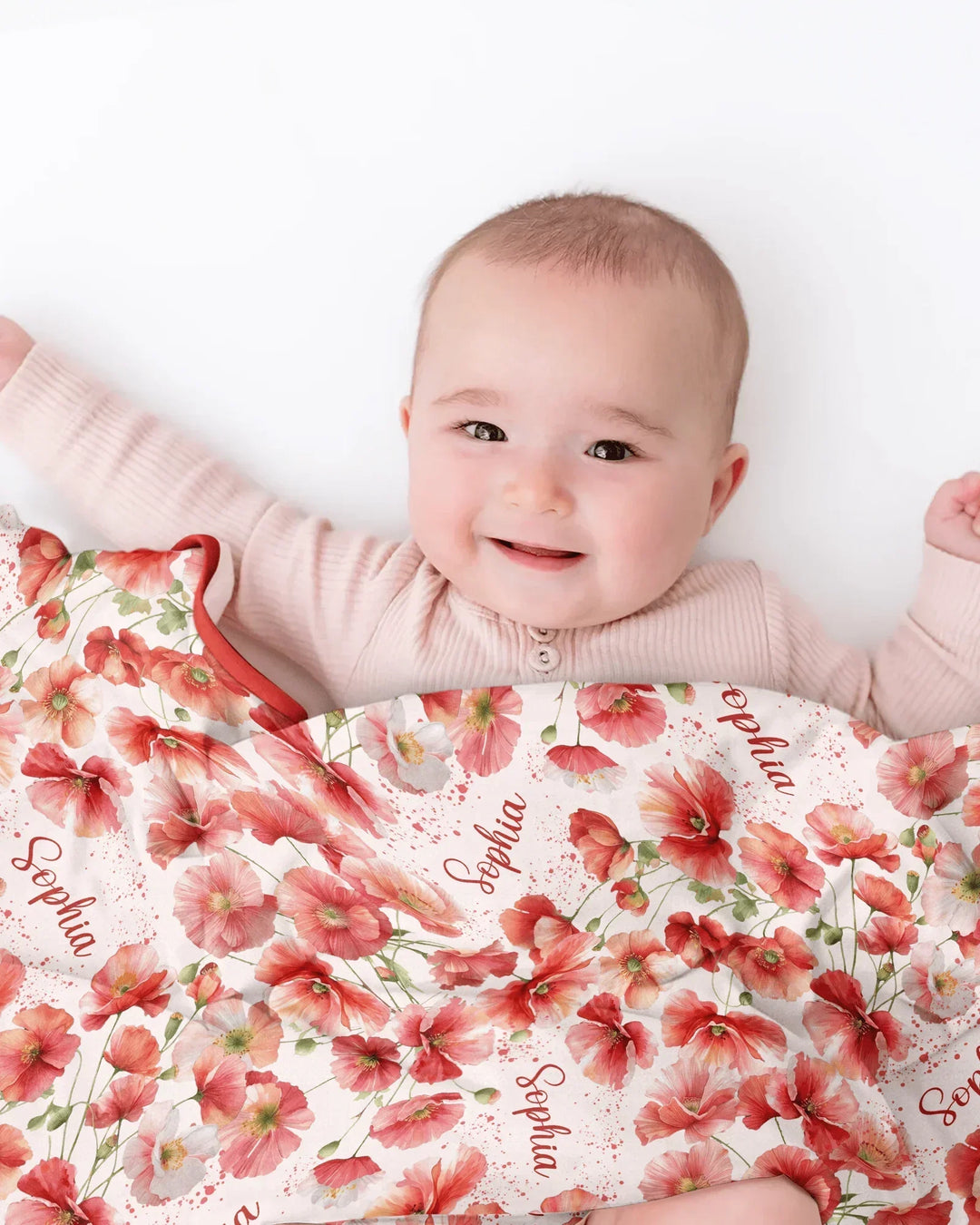 Custom Name Birth Month Flowers Bamboo Blanket