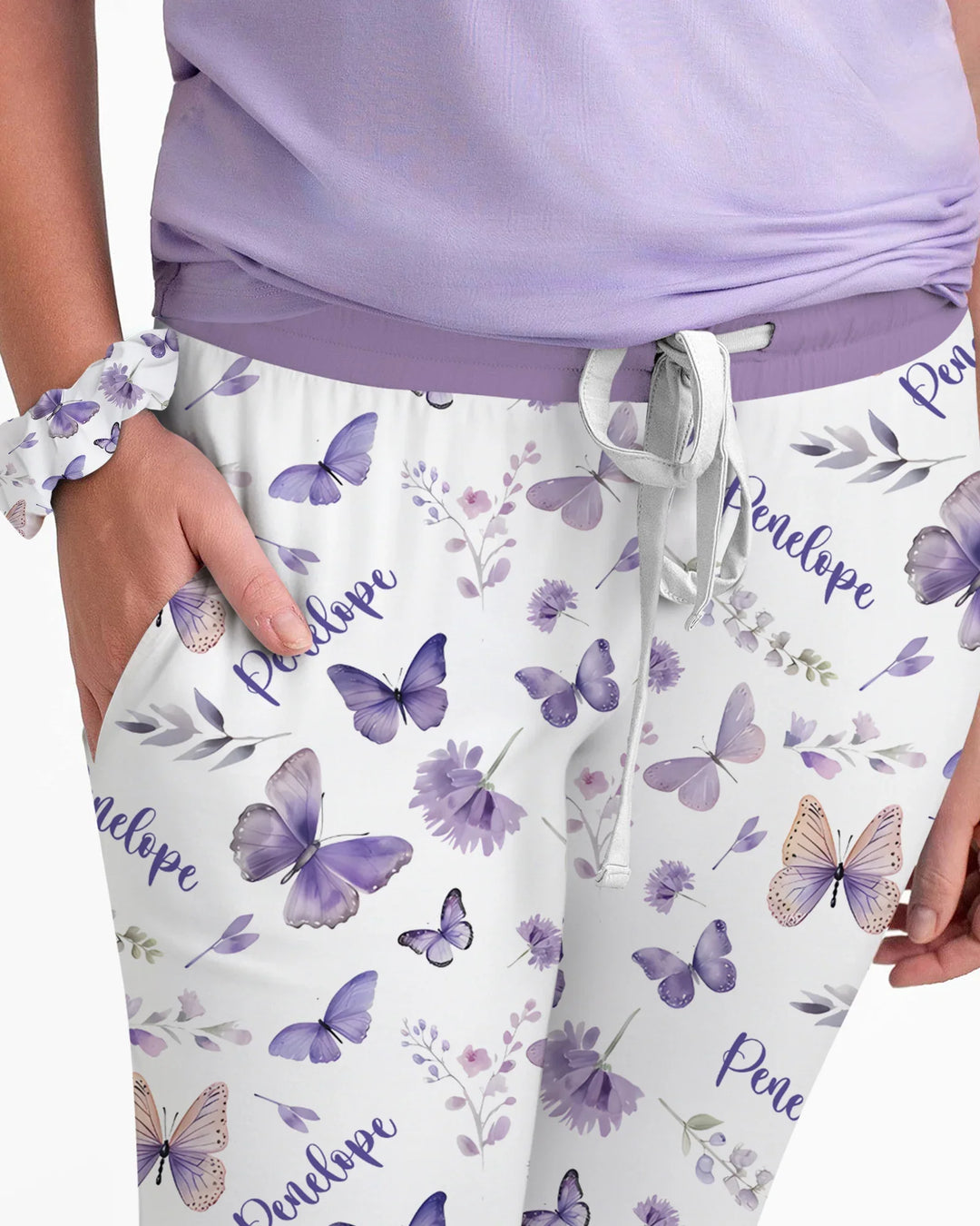 Custom Name Lilac Bloom Bamboo Women Pajama Set