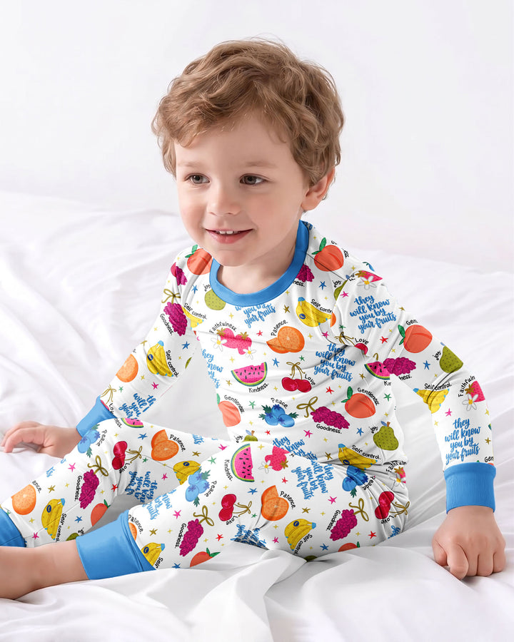 Zweiteiliges Langarm-Pyjama-Set mit Sommerfrüchten