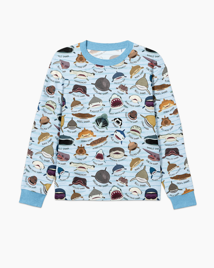 Shark Faces Bamboo Men's Pajama Set
