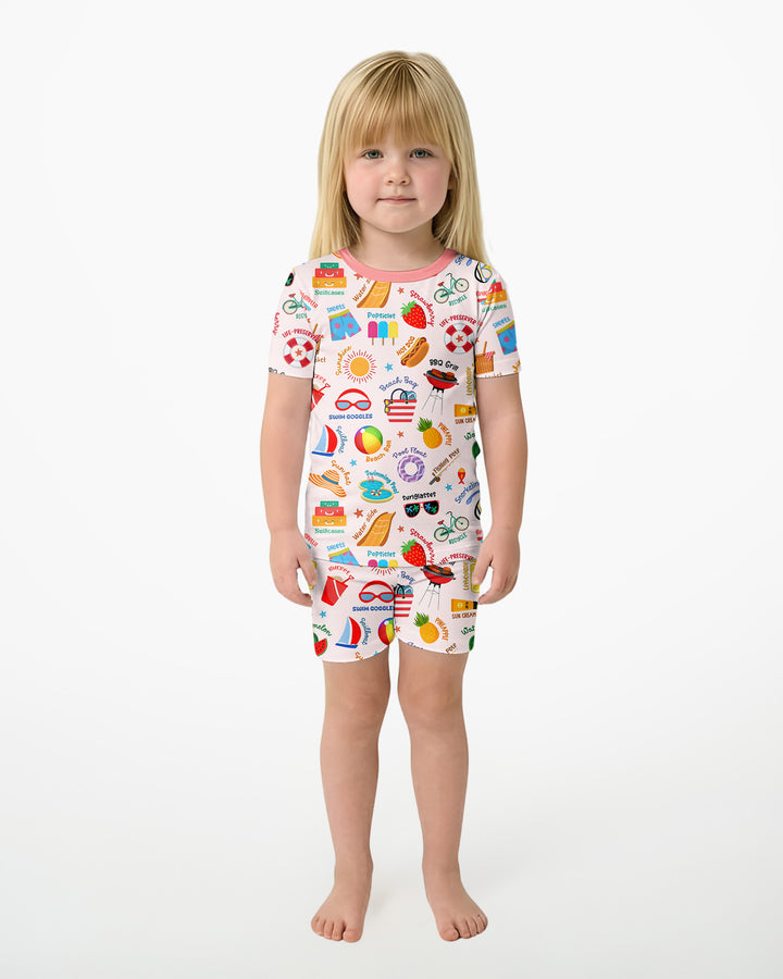 Schlafanzug-Set zweiteilig, kurze Ärmel, kurze Hose, Bambus