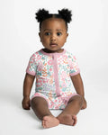Willow's Whimsy Floral Bamboo Shorty Zippered Romper