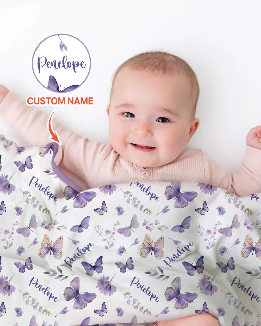 Custom Name Lilac Bloom Bamboo Blanket