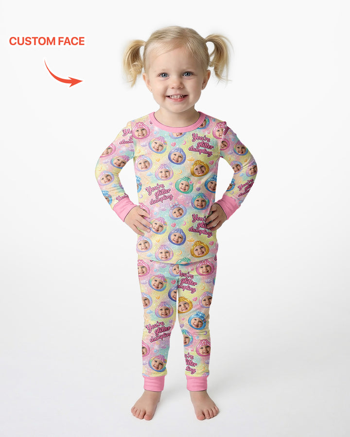 Custom Photo You're Glitter Dumpling Bamboo Two Piece Long Sleeve Pajama Set