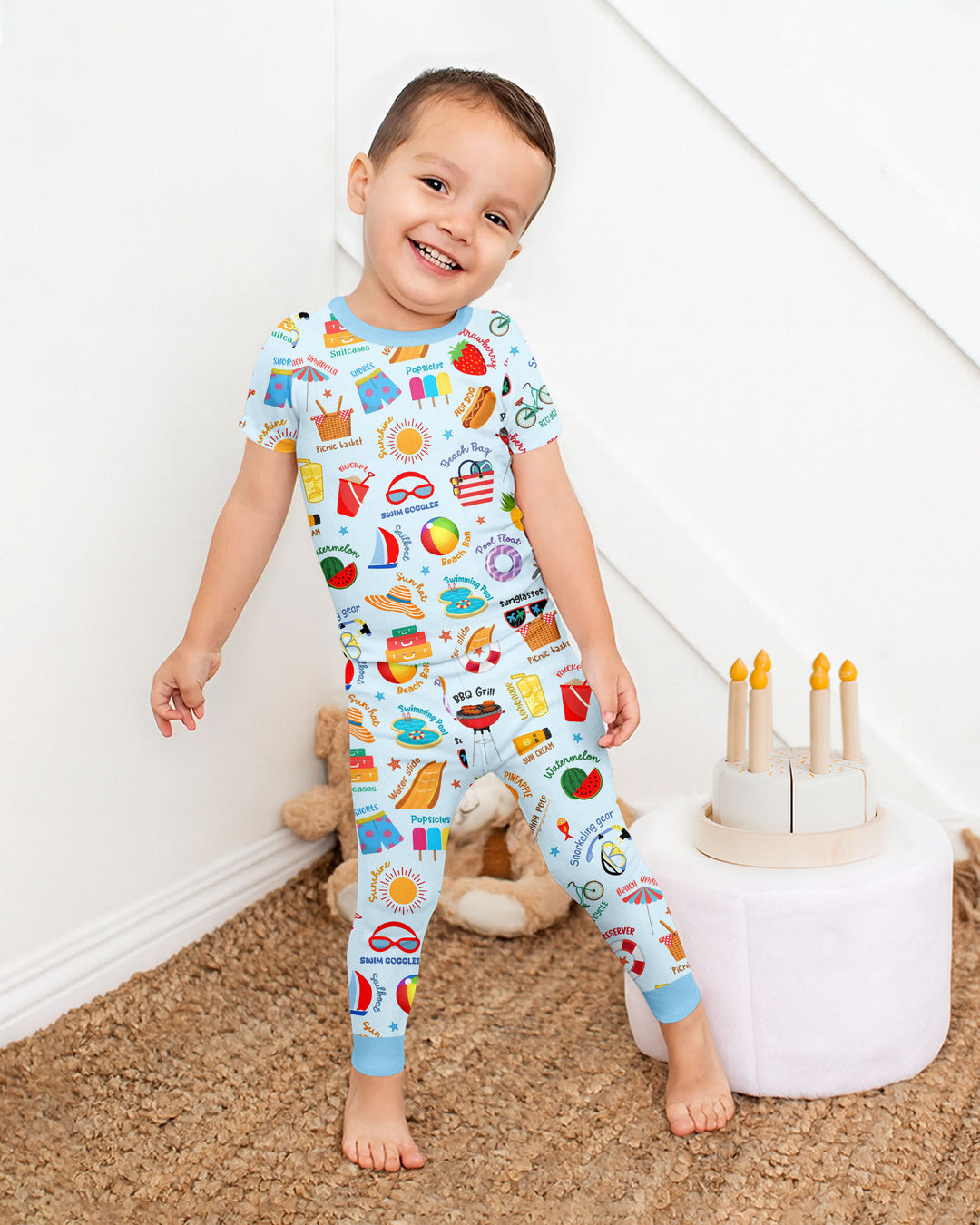 Zweiteiliges, kurzärmliges Pyjama-Set mit Marienkäfern
