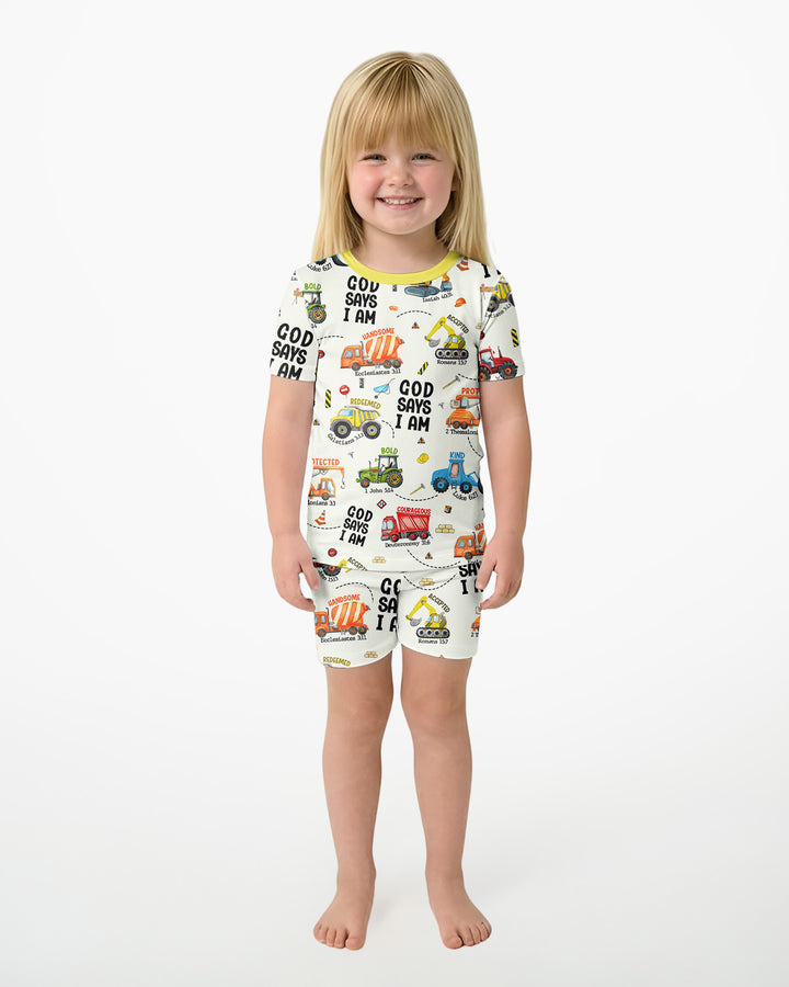 Dios Dice Soy Niño Bambú Conjunto de Pijama de Dos Piezas de Manga Corta y Pantalón Corto