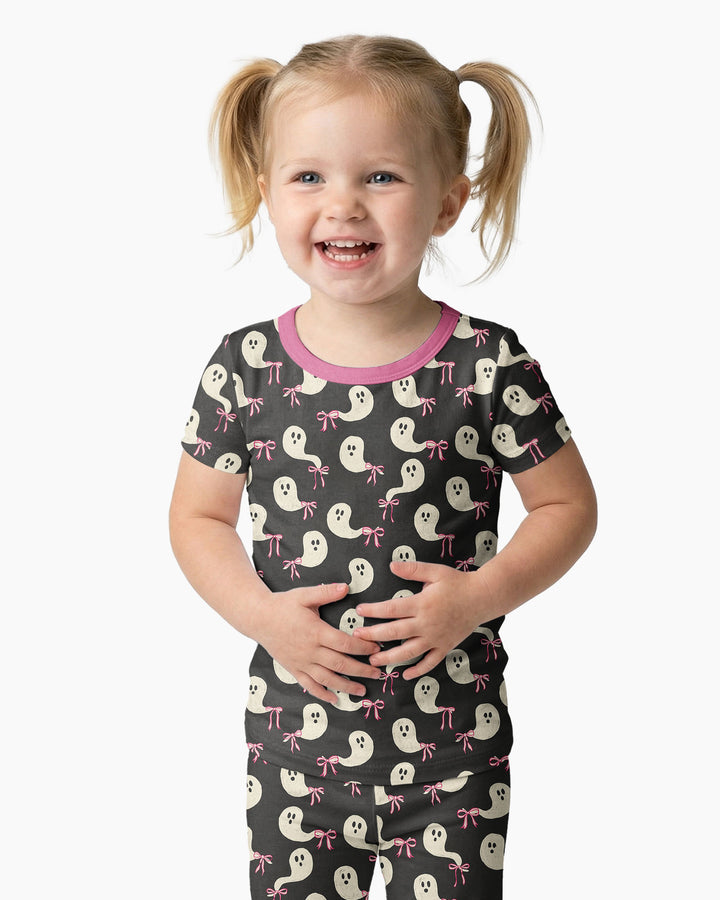 Little Ghosts Bamboo Two Piece Short Sleeve Pajama Set For Haloween