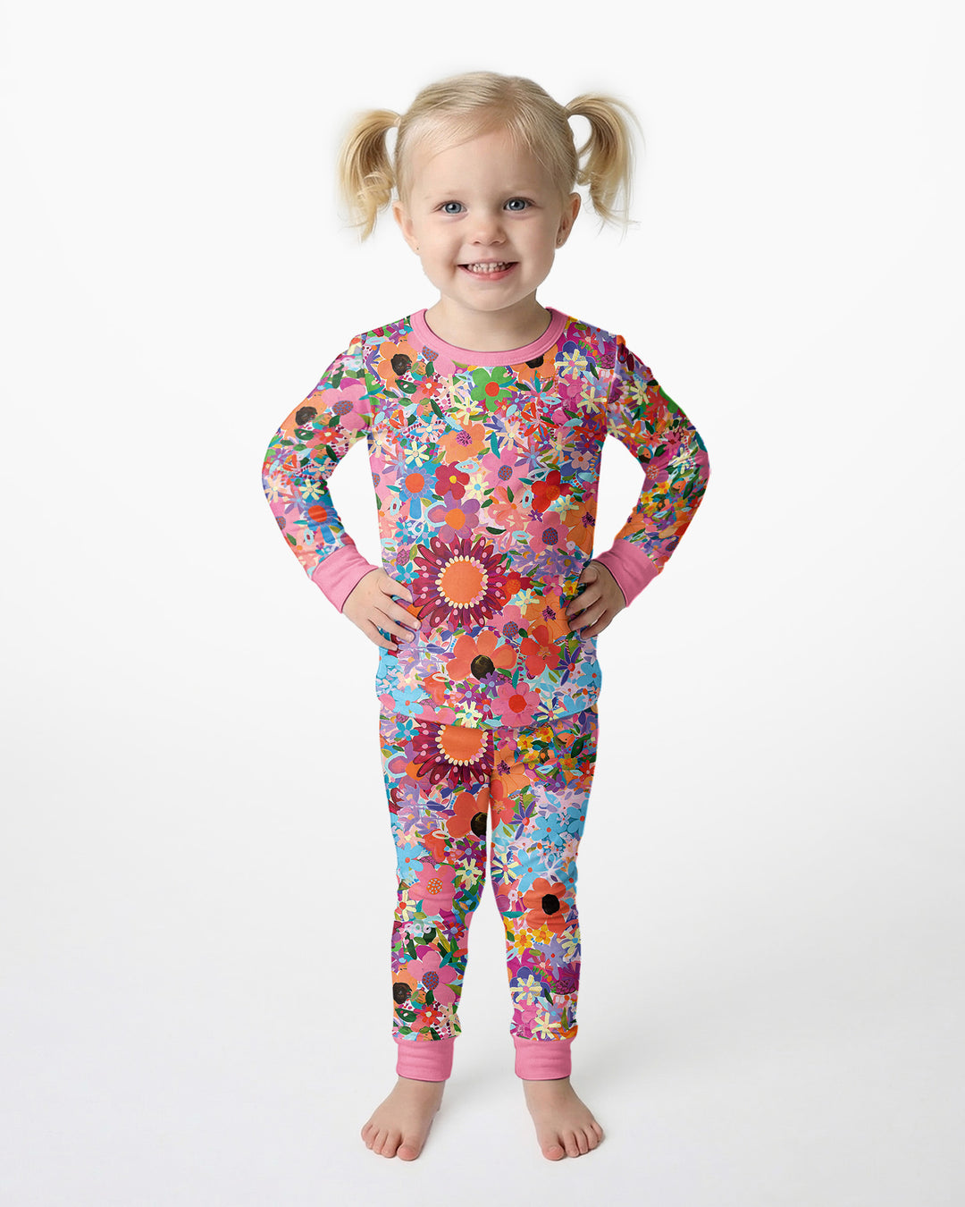 Conjunto de pijama de dos piezas de bambú Rainbow Blooms