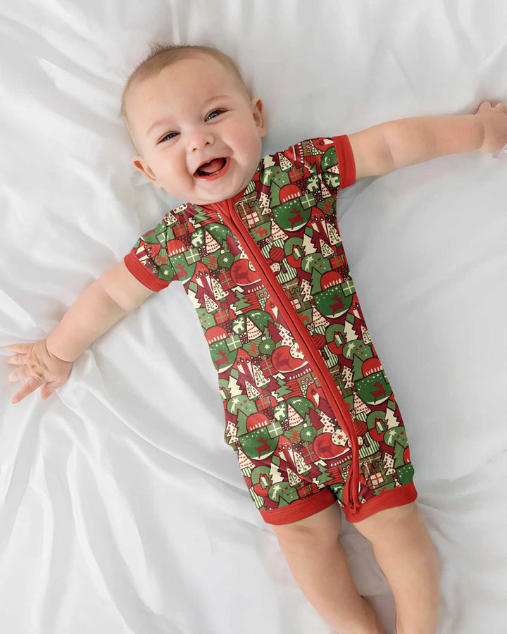 Christmas Time Mosaic Bamboo Shorty Zippy