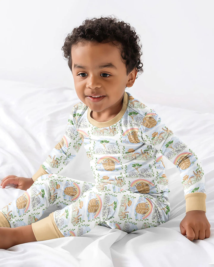 Noah And The Ark Bamboo Two Piece Long Sleeve Pajama Set