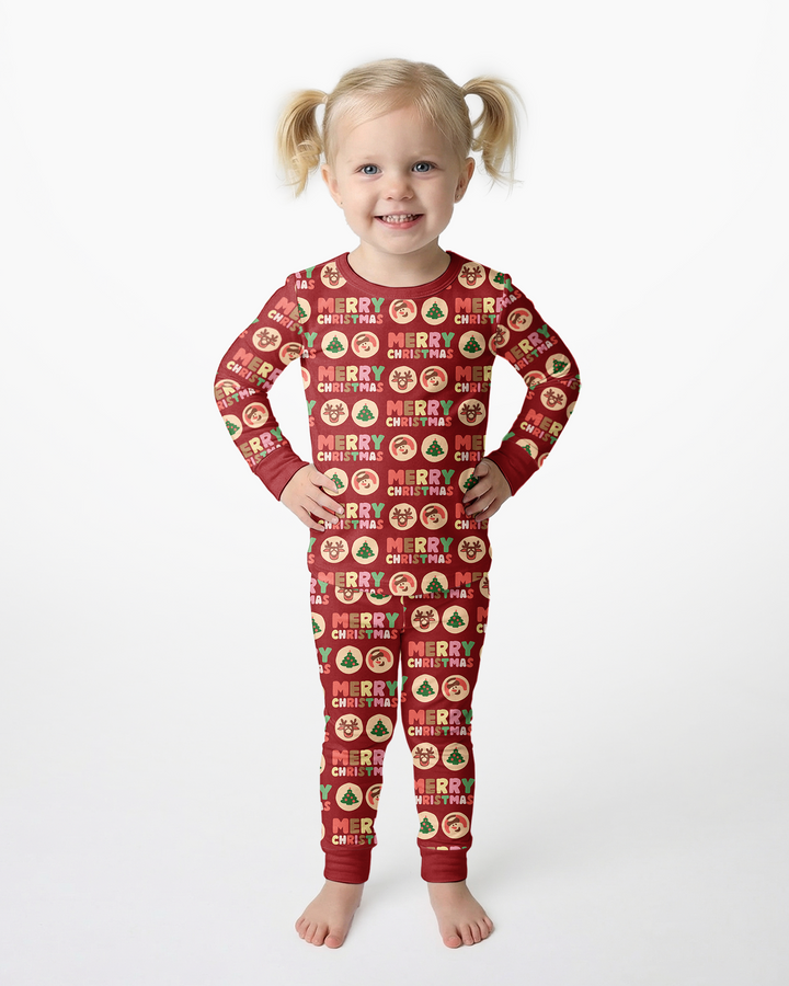 Merry Christmas Cookies Bamboo Two Piece Long Sleeve Pajama Set