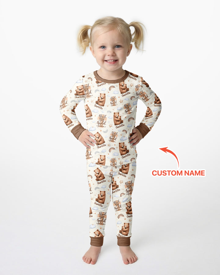 Conjunto de pijama de dos piezas de bambú con mangas largas, plantilla PERSONALIZADA