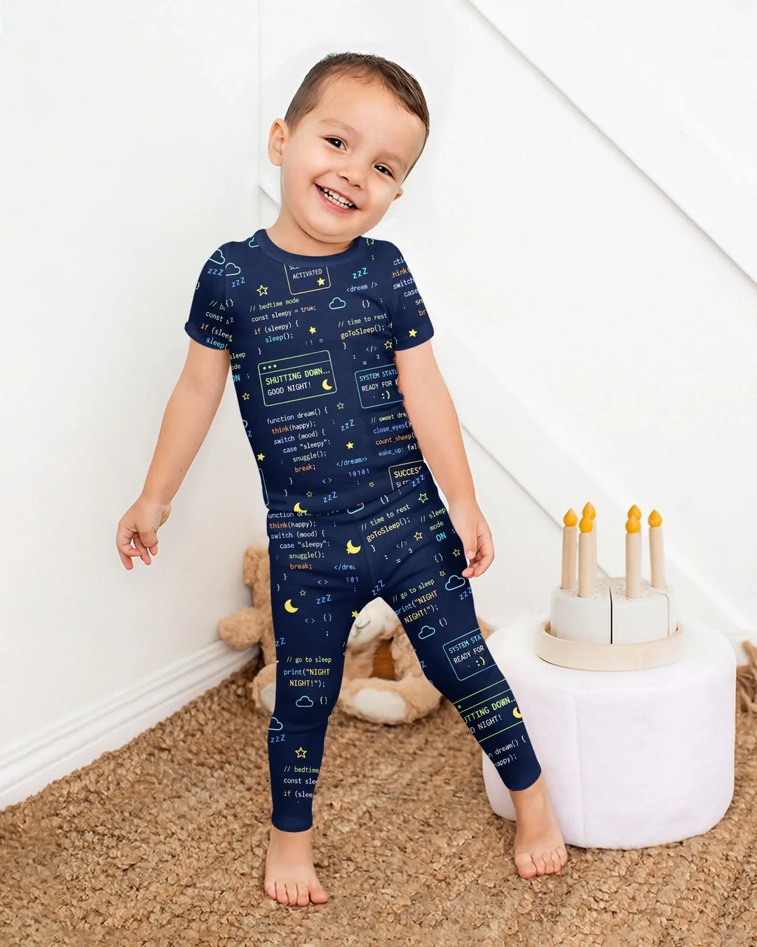 Pijama de dos piezas de manga corta de bambú It Techy a juego para padre e hijo