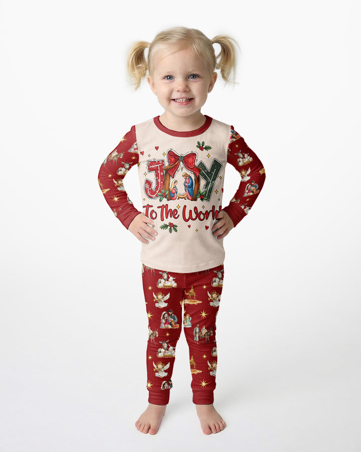 Nativity Joy To The World Bamboo Two Piece Long Sleeve Pajama Set