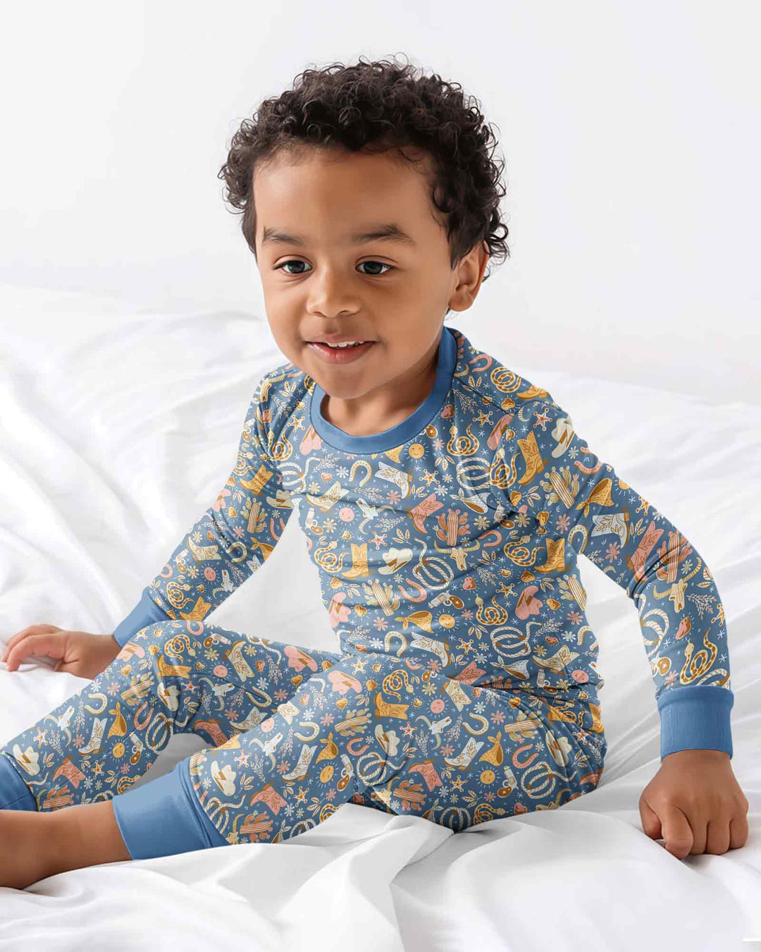 Doodly Cowboy Bamboo Two Piece Long Sleeve Pajama Set