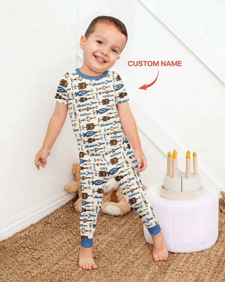Hooked On Jesus Bamboo Two Piece Short Sleeve Pajama Set
