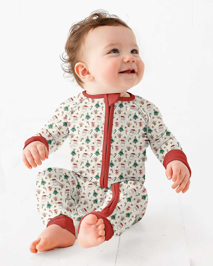 Vintage Santa Christmas Doodles Bamboo Convertible Zippy