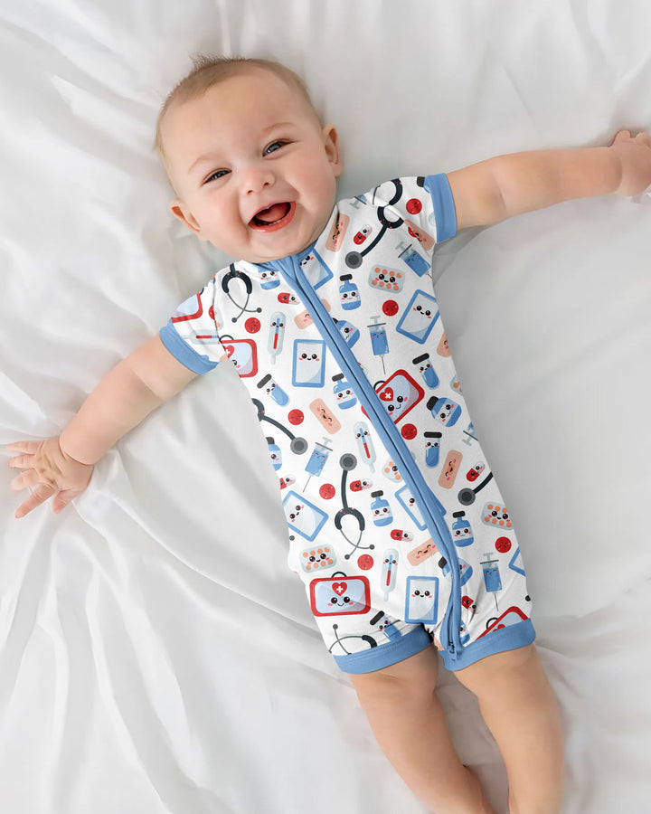Medical Buddies Bamboo Shorty Zippered Romper