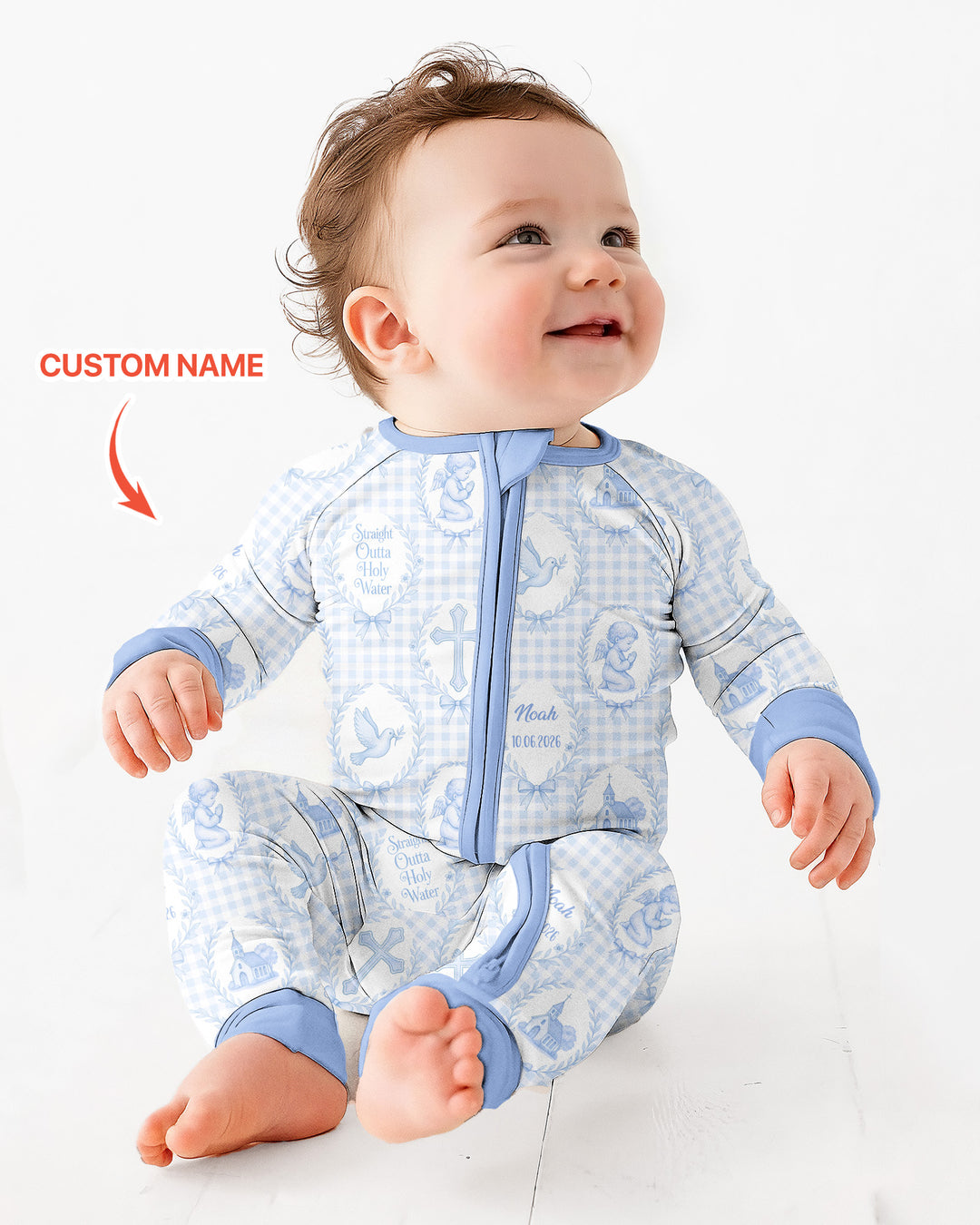 Custom Name Baptism Straight Outta Holy Water Bamboo Convertible Zippy