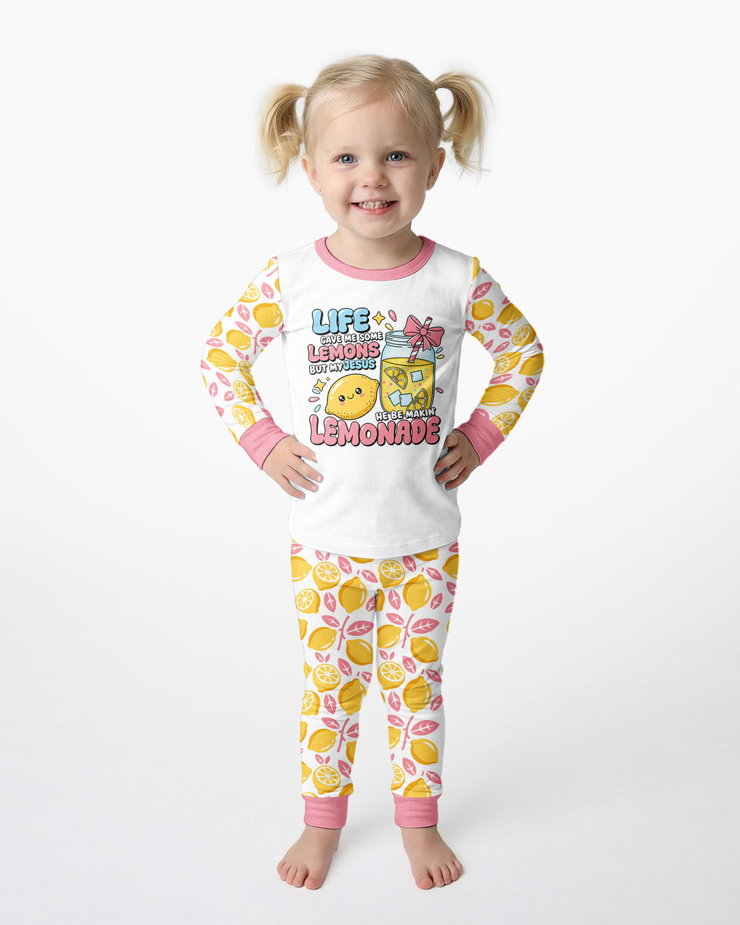 Inspired Life Gave Me Lemons Bamboo Two Piece Long Sleeve Pajama Set