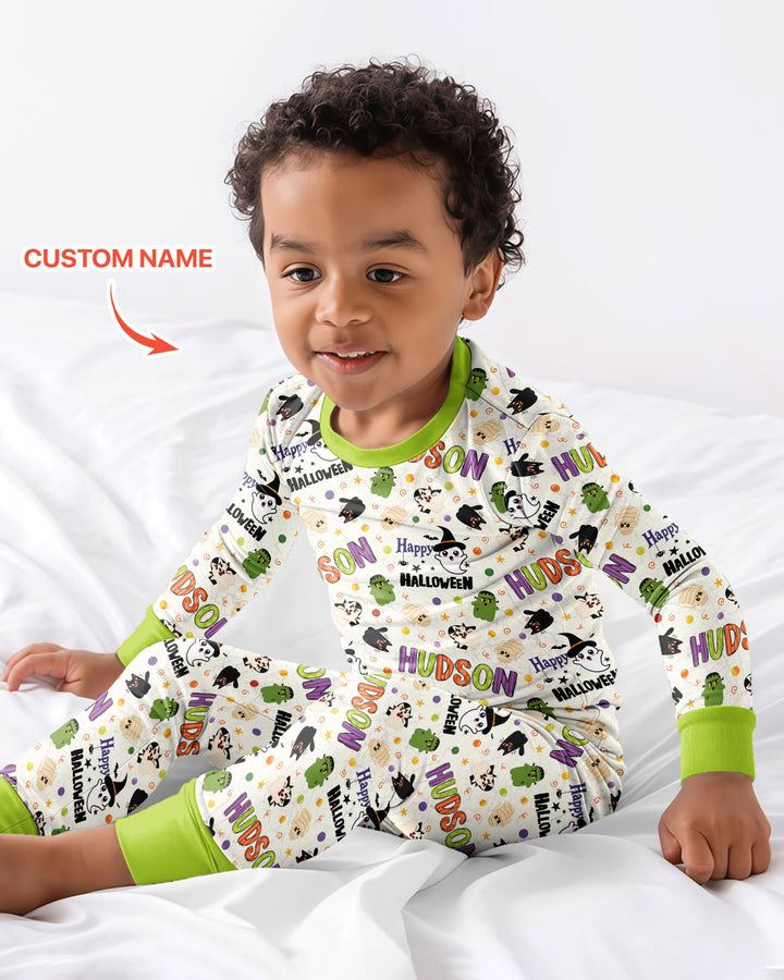 Personalized My First Halloween  Bamboo Two Piece Long Sleeve Pajama Set