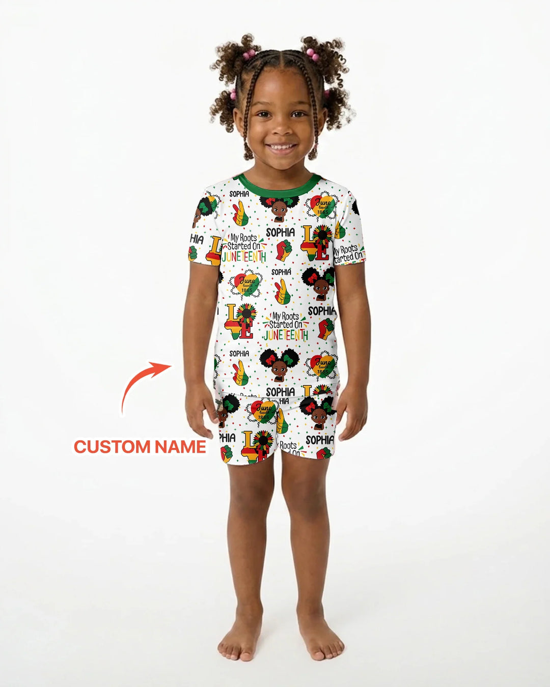 Custom Name My Roots Started On Juneteenth Bamboo Two Piece Short Sleeve Shorts Pajama Set