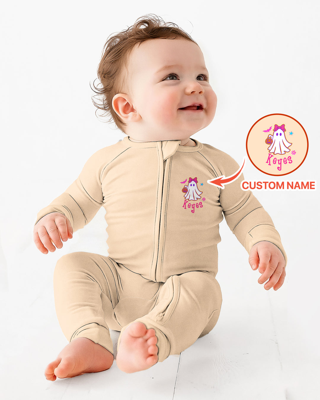 Personalized Coquette Ghost Halloween Bamboo Convertible Zippy