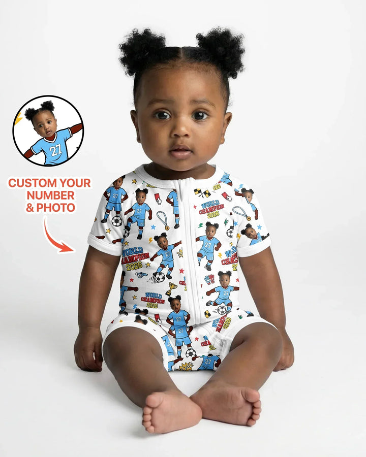 Plantilla PERSONALIZADA de Bambú Pijama Corto con Cremallera