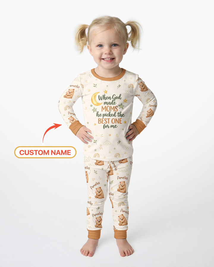 When God Made Moms Bamboo Two Piece Long Sleeve Pajama Set