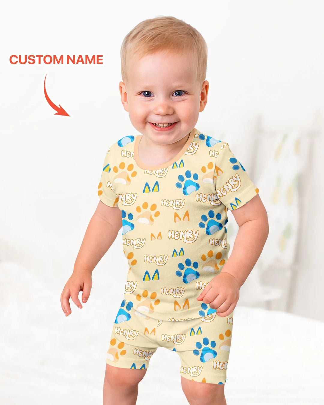 Pijama de bambú de dos piezas de manga corta con pantalón corto, plantilla personalizada