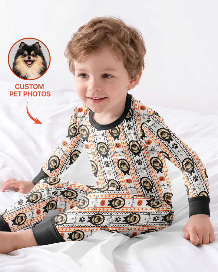 Custom Pet Photos Spooky Protector Bamboo Two Piece Long Sleeve Pajama Set