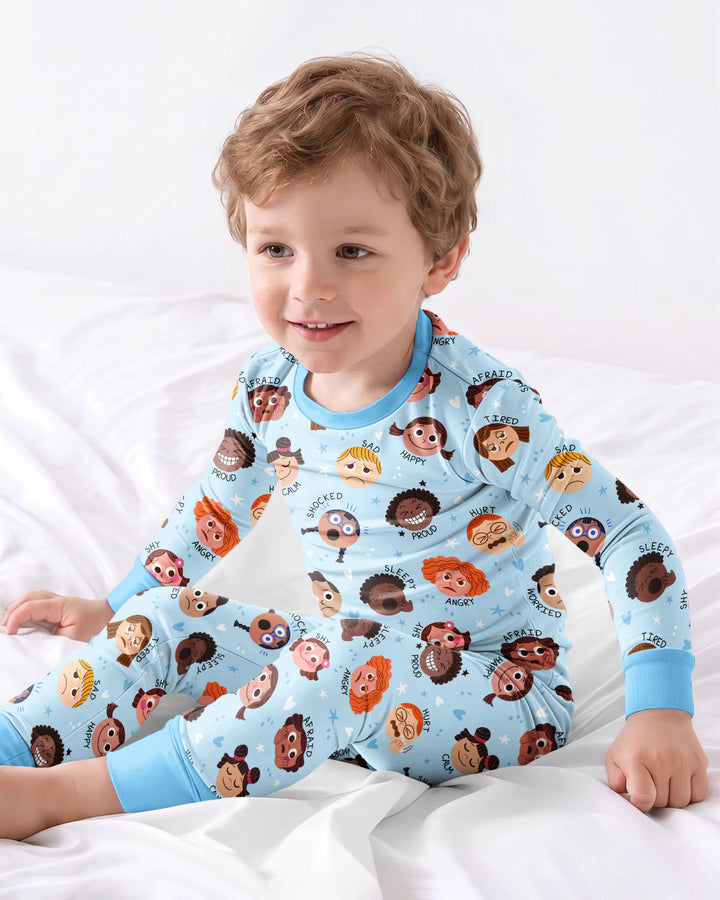 Feelings Vocabulary Bamboo Two Piece Long Sleeve Pajama Set